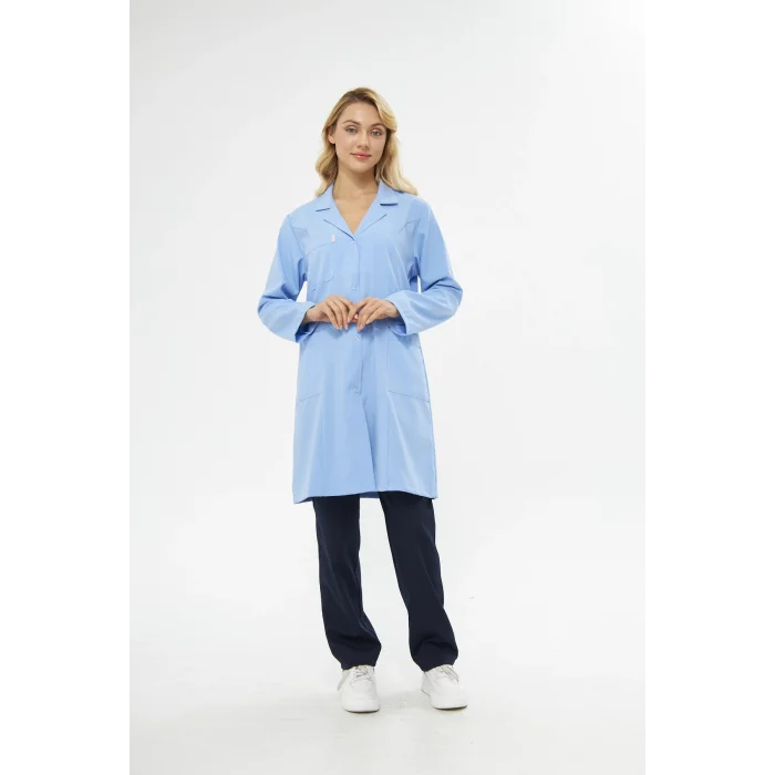 Mervem Bayan Açık Mavi İş Önlüğü Alpaka