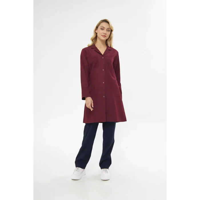 Mervem Bayan Bordo İş Önlüğü Alpaka