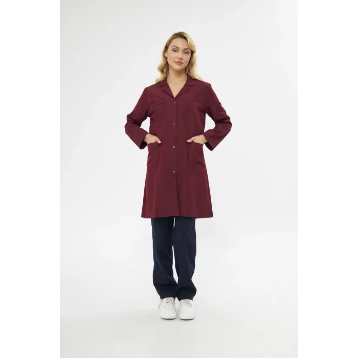 Mervem Bayan Bordo İş Önlüğü Alpaka