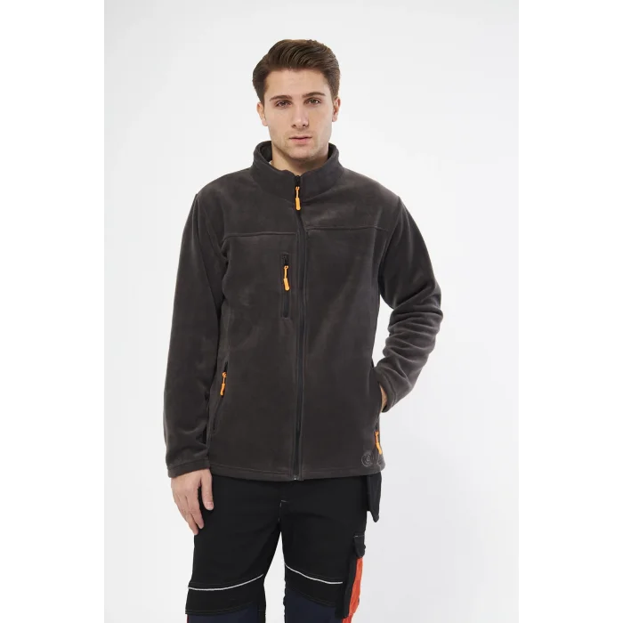 Mervem Gri Tam Fermuarlı 3 Cepli Polar