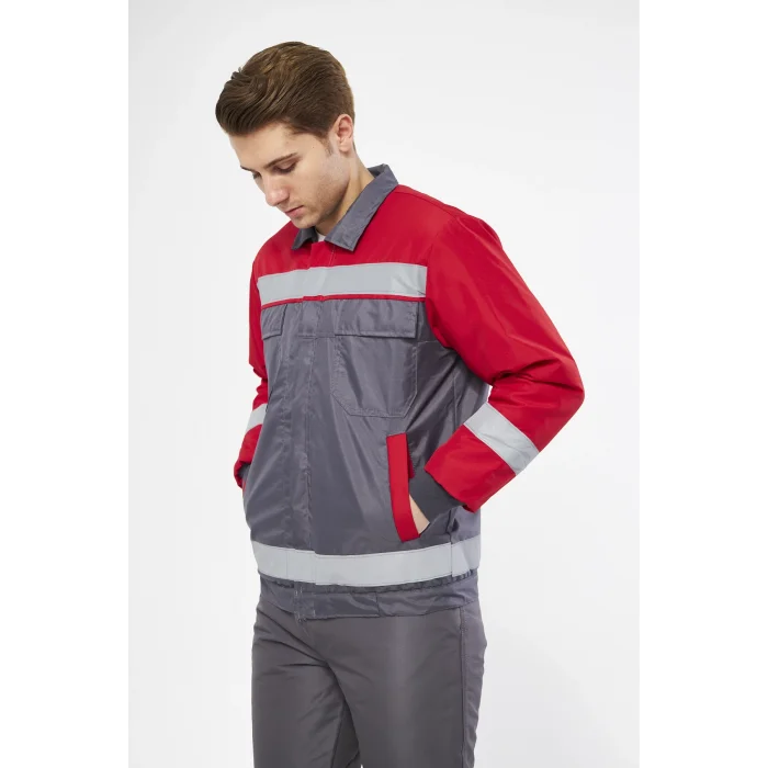 Mervem Kırmızı Robalı Gri Soğuk Hava Montu Su Ve Rüzgar Geçirmez