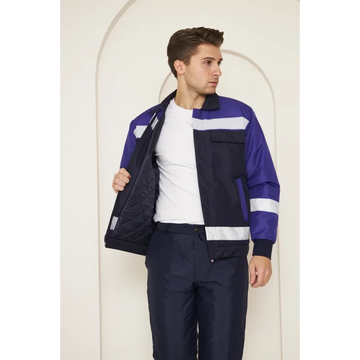 Mervem Saks Mavi Robalı Lacivert Soğuk Hava Mont Pantolon Takımı Su Ve Rüzgar İticili