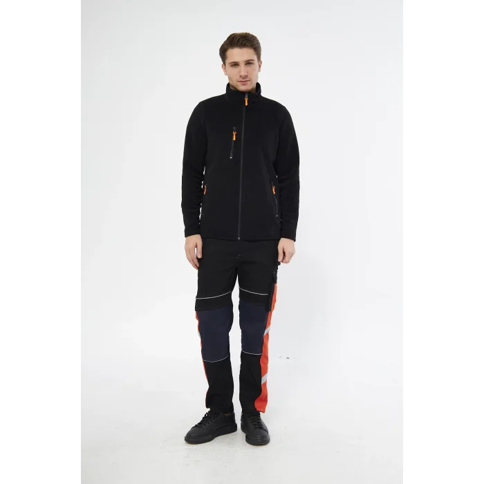 Mervem Siyah Tam Fermuarlı 3 Cepli Polar