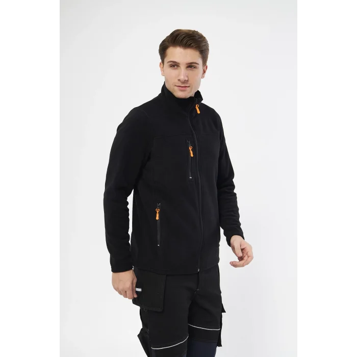 Mervem Siyah Tam Fermuarlı 3 Cepli Polar