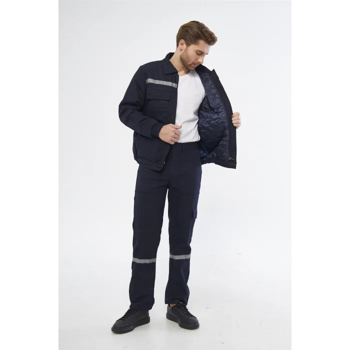 Mont 7/7 Gabardin %100 Pamuk Reflektörlü Kapitoneli Kışlık Lacivert