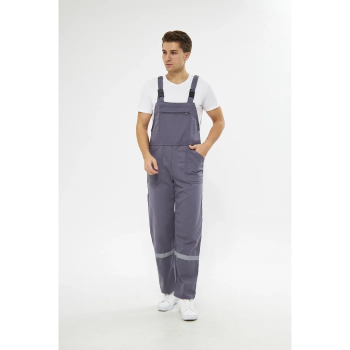 Orange Safety Bahçıvan İş Tulumu Reflektörlü %100 Pamuk Gri