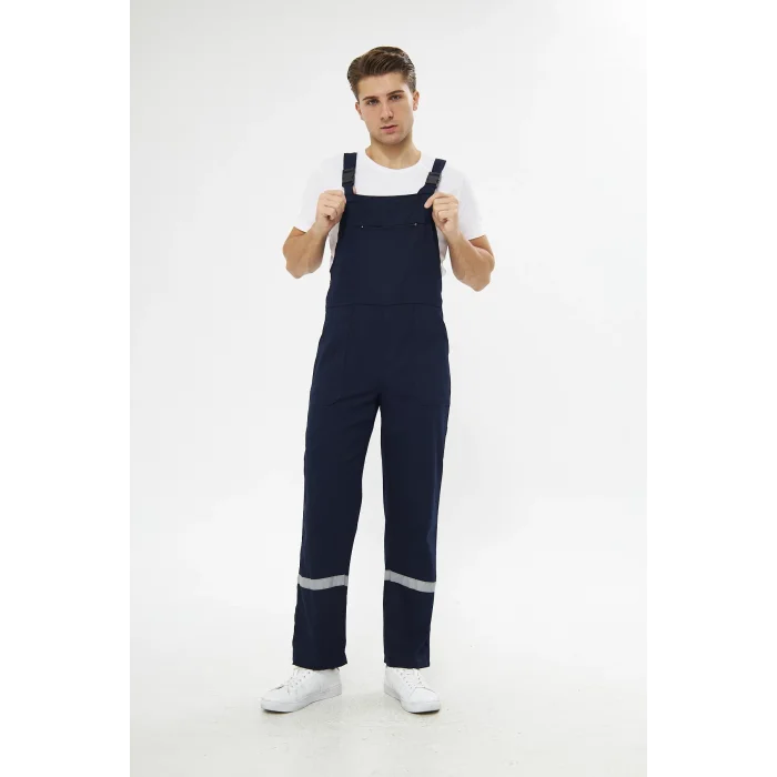 Orange Safety Bahçıvan İş Tulumu Reflektörlü %100 Pamuk Lacivert