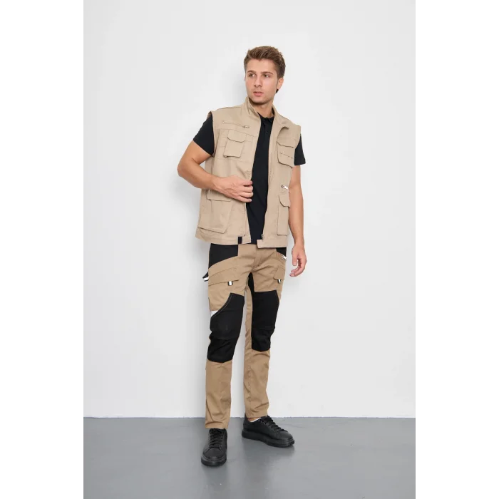 Orange Safety Bej Paris Harman Karışımı Yelek + Pantolon