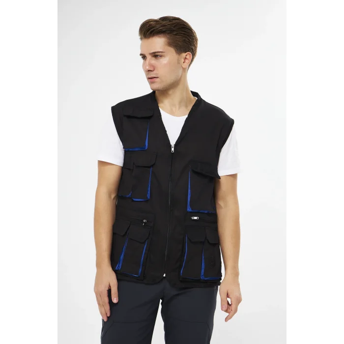 Orange Safety Çok Cepli Lacivert Yelek