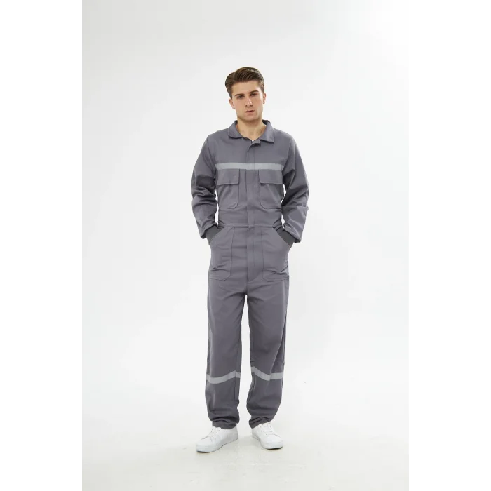 Orange Safety Gri Bütün  İş Tulumu 12/16 Gabardin