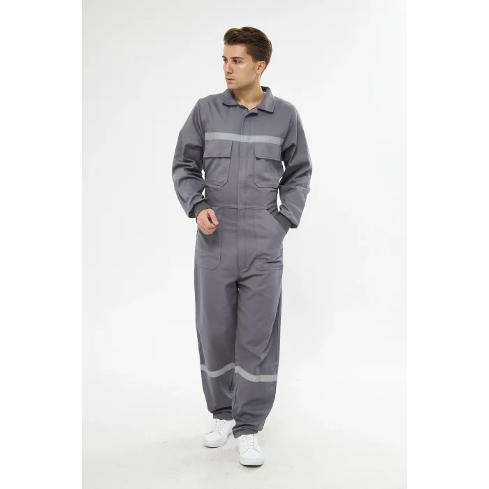 Orange Safety Gri Bütün  İş Tulumu 12/16 Gabardin