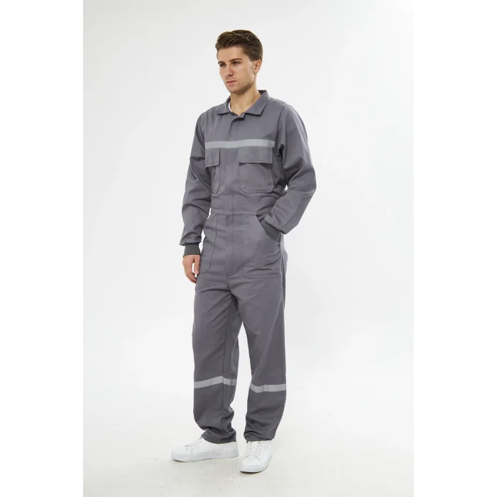 Orange Safety Gri Bütün  İş Tulumu 12/16 Gabardin