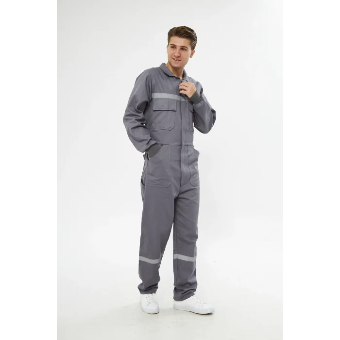 Orange Safety Gri Bütün  İş Tulumu 12/16 Gabardin