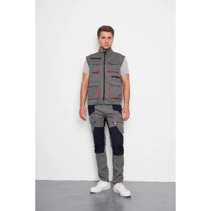 Orange Safety Gri Takım Berlin Harman Karışımı Yelek + Pantolon