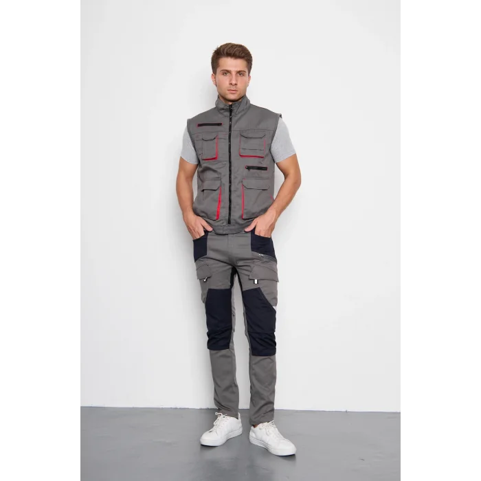 Orange Safety Gri Takım Berlin Harman Karışımı Yelek + Pantolon