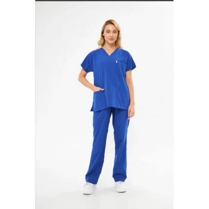 Orange Safety Hemşire Takım Tree Cotton Sax Mavi