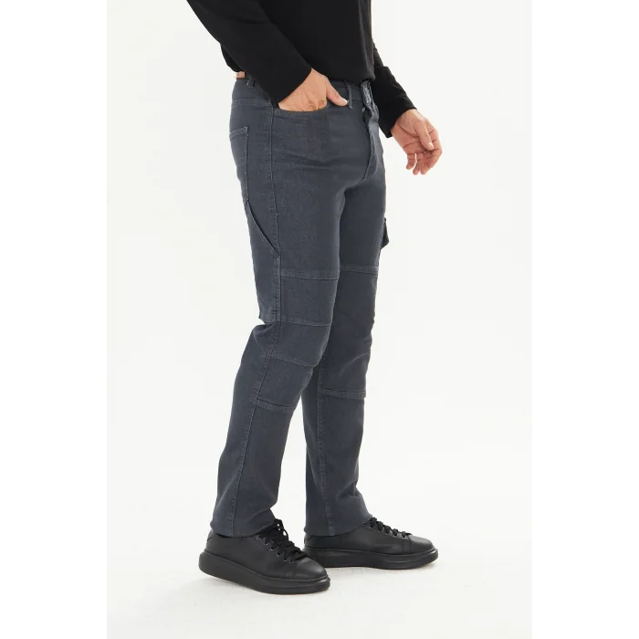 Orange Safety İş Pantolonu Kot Füme Kargo Cepli