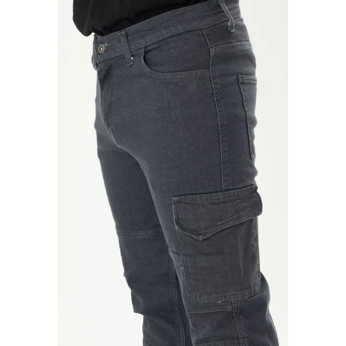 Orange Safety İş Pantolonu Kot Füme Kargo Cepli