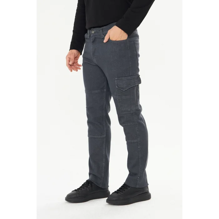 Orange Safety İş Pantolonu Kot Füme Kargo Cepli