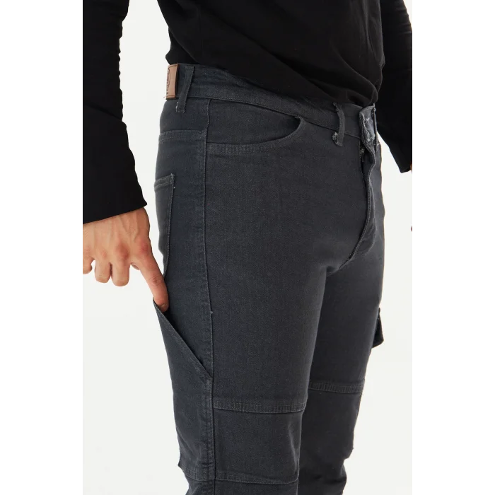 Orange Safety İş Pantolonu Kot Füme Kargo Cepli