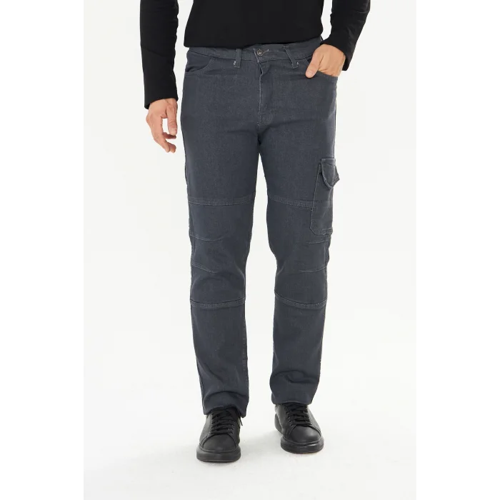 Orange Safety İş Pantolonu Kot Füme Kargo Cepli