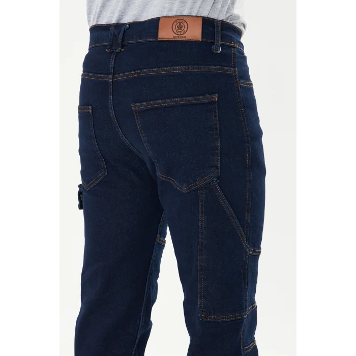 Orange Safety İş Pantolonu Kot Mavi Kargo Cepli