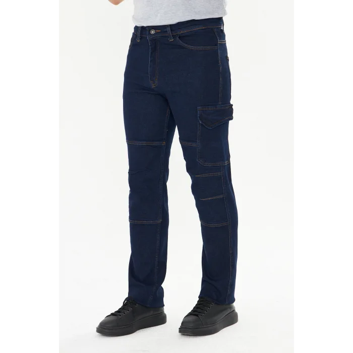 Orange Safety İş Pantolonu Kot Mavi Kargo Cepli