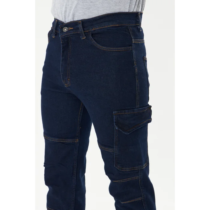 Orange Safety İş Pantolonu Kot Mavi Kargo Cepli