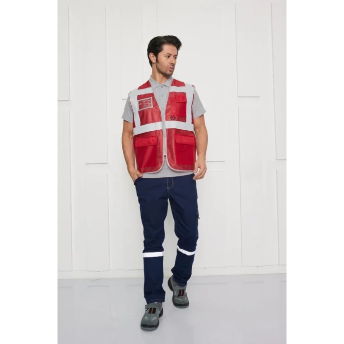 Orange Safety Kırmızı Mühendis Tipi İkaz Yeleği
