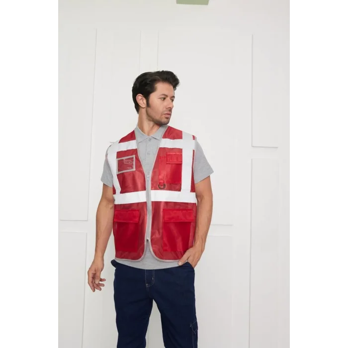Orange Safety Kırmızı Mühendis Tipi İkaz Yeleği