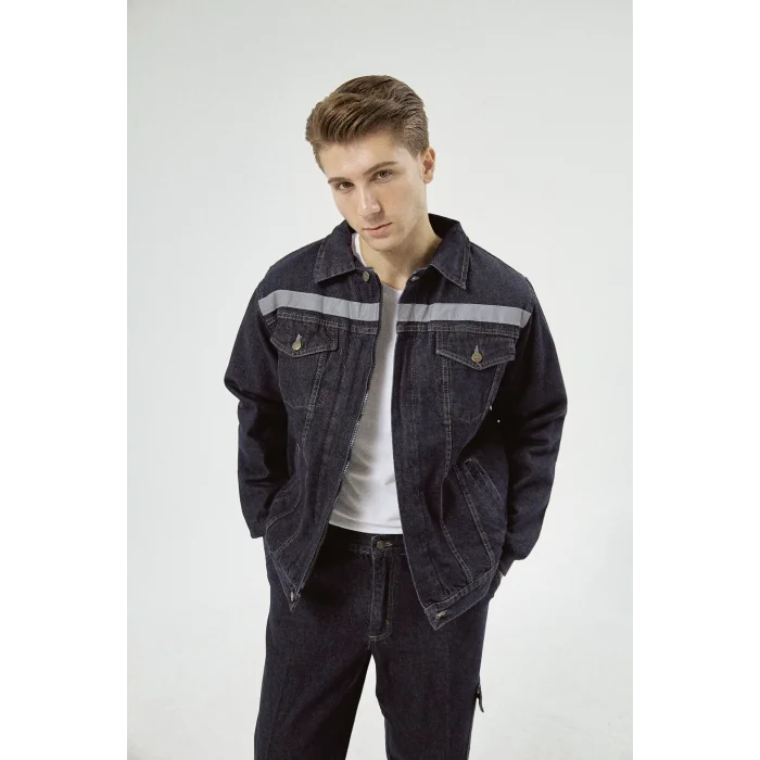 Orange Safety Kot Mont Taşlanmış %100 Pamuk Kapitoneli Reflektörlü