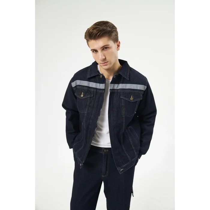 Orange Safety Kot Mont Taşlanmış %100 Pamuk Kapitoneli Reflektörlü