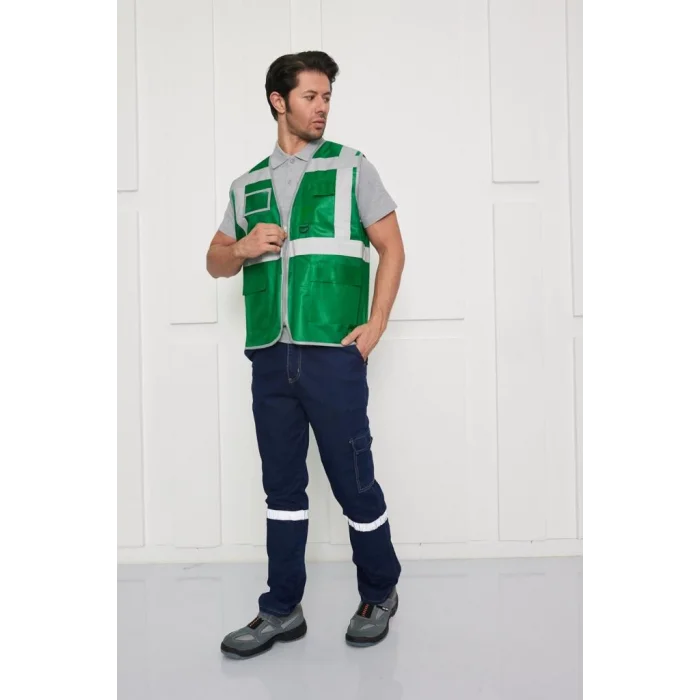 Orange Safety Koyu Yeşil Mühendis Tipi İkaz Yeleği