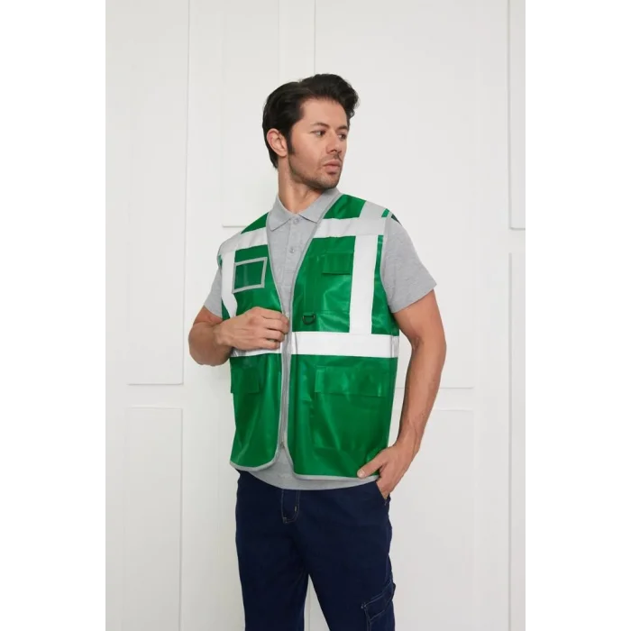 Orange Safety Koyu Yeşil Mühendis Tipi İkaz Yeleği