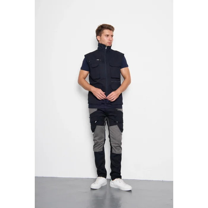 Orange Safety Lacivert Takım Mısır Harman Karışımı Yelek + Pantolon