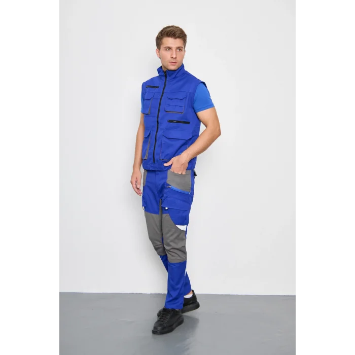 Orange Safety Sax Mavi Atina Harman Karışımı Yelek + Pantolon