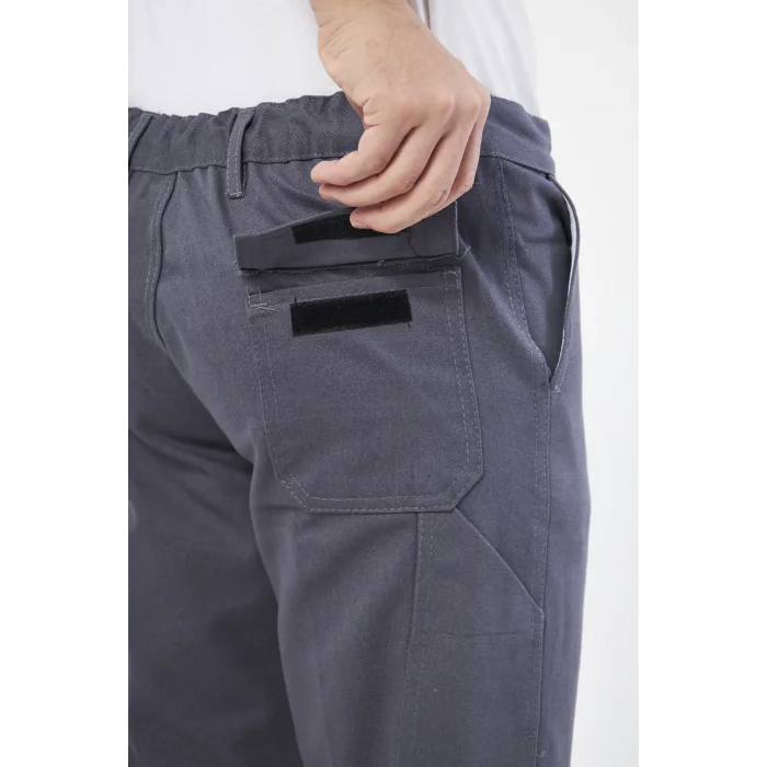 Pantolon 16/12 Gabardin %100 Pamuk Reflektörlü Kargo Cepli Gri Yazlık