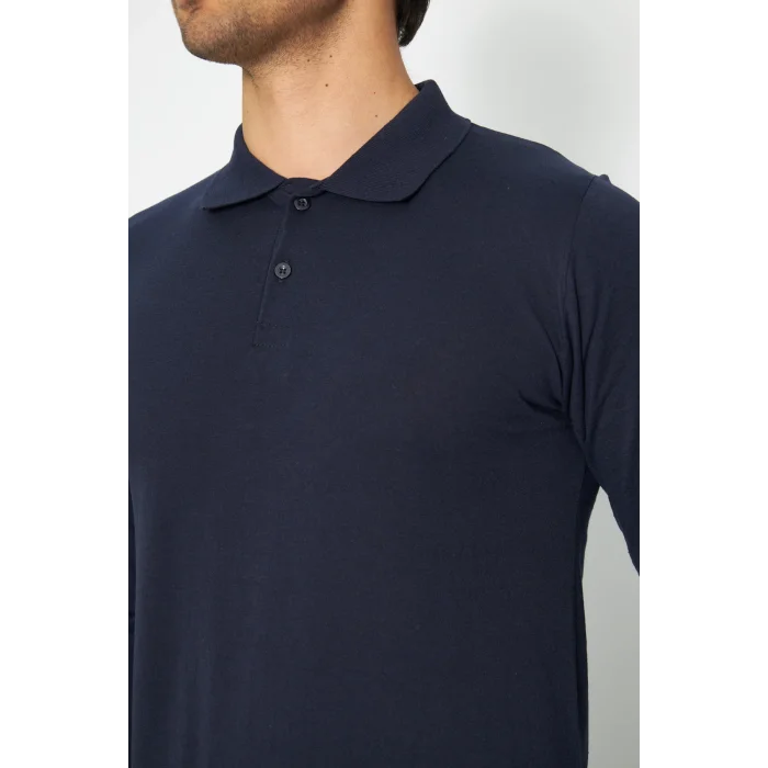 Sweat t-shırt Polo Yaka Kışlık Uzun Kol Gri