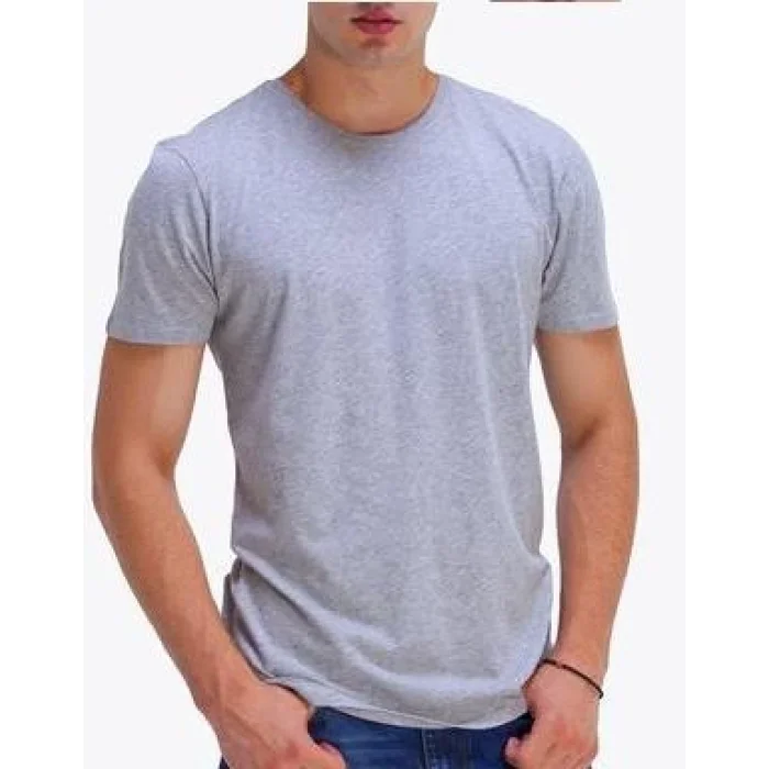 T-shirt Bisiklet Yaka Kısakol %100 Pamuk Cepli Gri