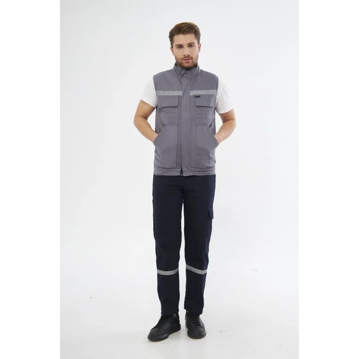 Yelek 7/7 Gabardin %100 Pamuk Kapitoneli Reflektörlü