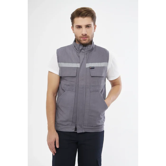 Yelek 7/7 Gabardin %100 Pamuk Kapitoneli Reflektörlü