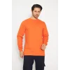 Orange Safety Sweat T-shırt Bisiklet Yaka Kışlık Uzun Kol Turuncu