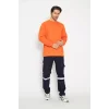 Orange Safety Sweat T-shırt Bisiklet Yaka Kışlık Uzun Kol Turuncu