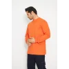 Orange Safety Sweat T-shırt Bisiklet Yaka Kışlık Uzun Kol Turuncu