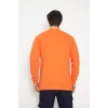 Orange Safety Sweat T-shırt Bisiklet Yaka Kışlık Uzun Kol Turuncu