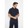T-shirt Polo Yaka Kısakol %100 Pamuk Cepli Lacivert
