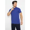 T-shirt Polo Yaka Kısakol %100 Pamuk Cepli Sax Mavi