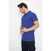 T-shirt Polo Yaka Kısakol %100 Pamuk Cepli Sax Mavi