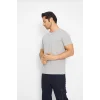 T-shirt V Yaka Kısakol %100 Pamuk Cepli Gri