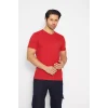 T-shirt V Yaka Kısakol %100 Pamuk Cepli Kırmızı